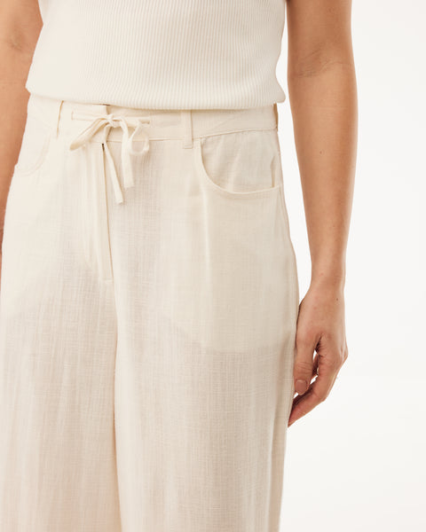 Linen mix slub pants wide leg