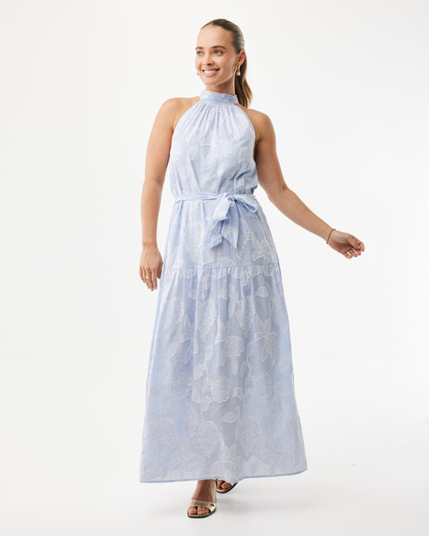 Stripe Flower jacquard dress