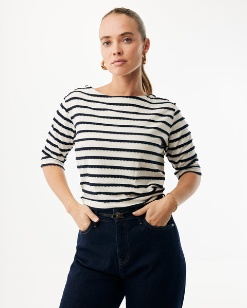 Boat neck striped top