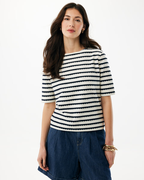 Boat neck striped top