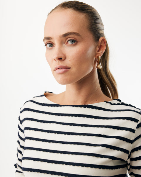 Boat neck striped top