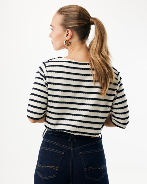 Boat neck striped top