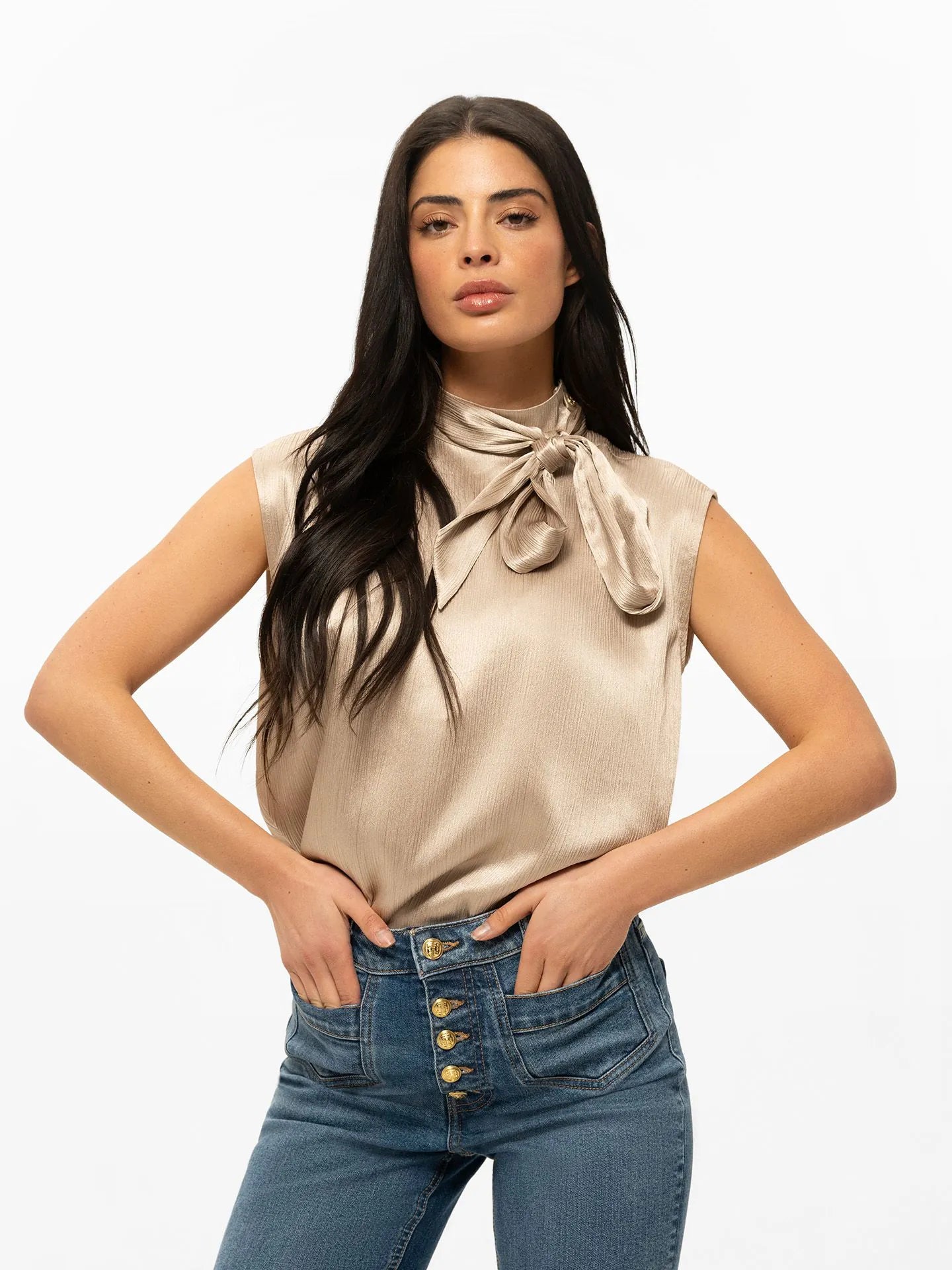 Mouwloze top met striklint
Marli Top