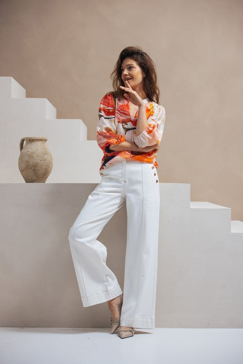 Aman Blouse met botanische print