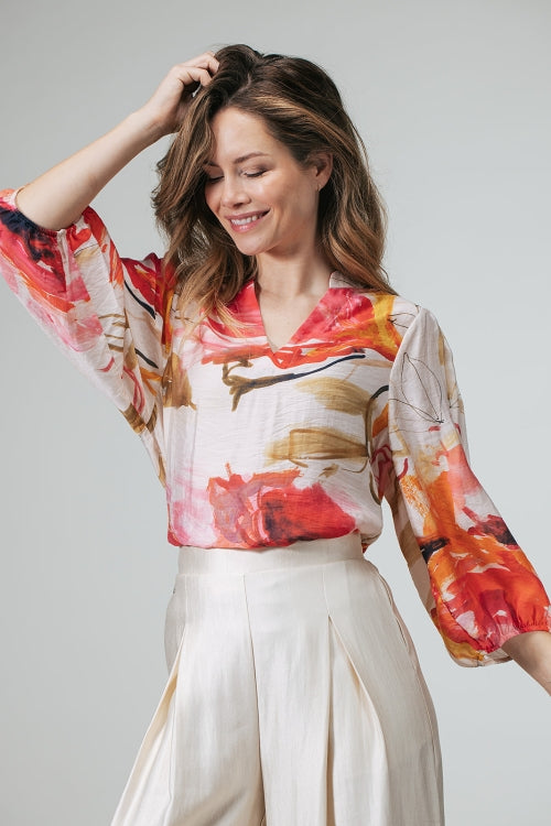 Aman Blouse met botanische print