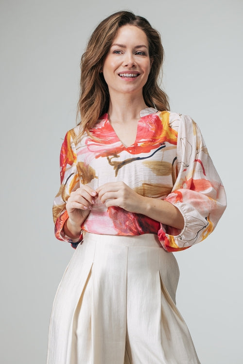 Aman Blouse met botanische print