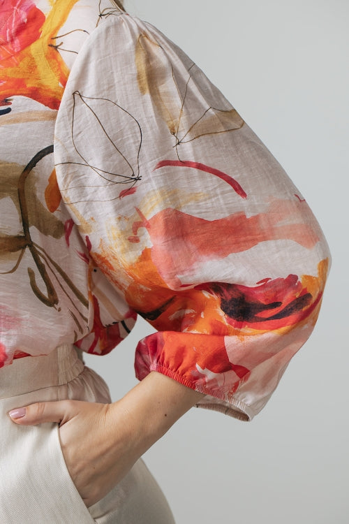 Aman Blouse met botanische print