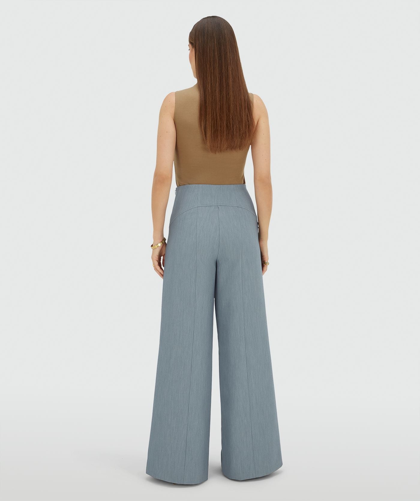 MICHELLA high waisted wide leg pantalon - sky blue melange
