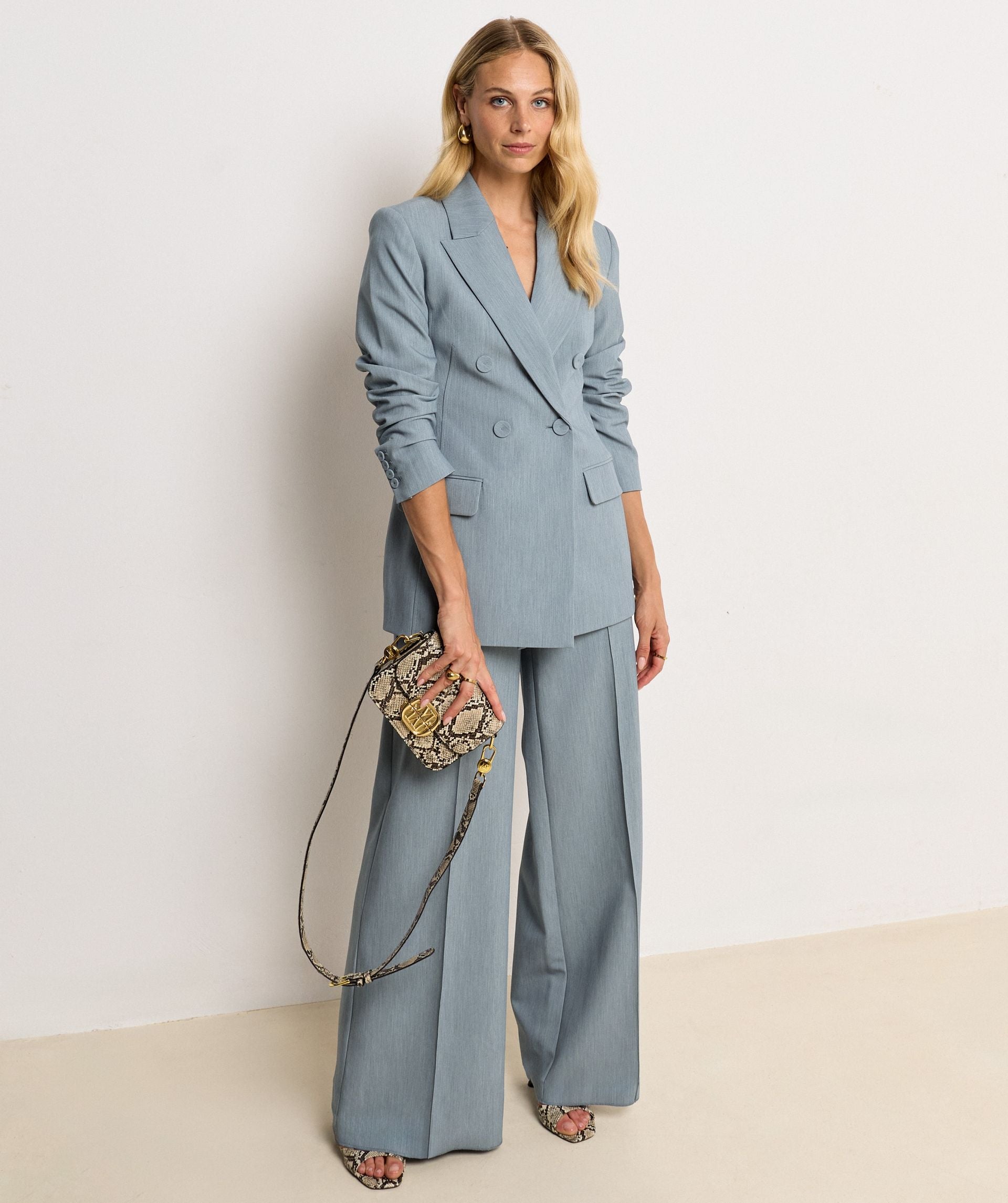 KASSIDY fitted blazer - sky blue melange