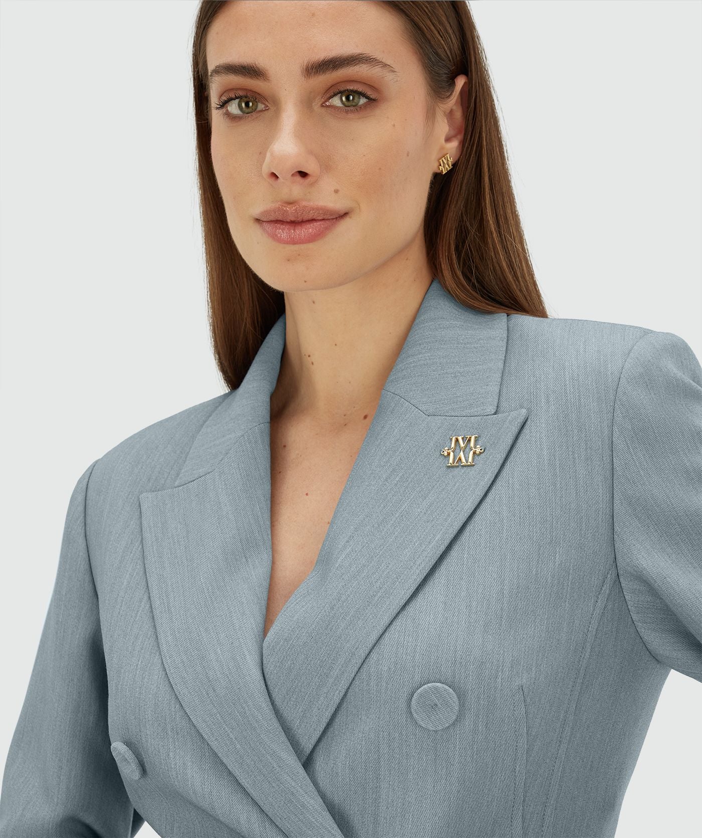 KASSIDY fitted blazer - sky blue melange