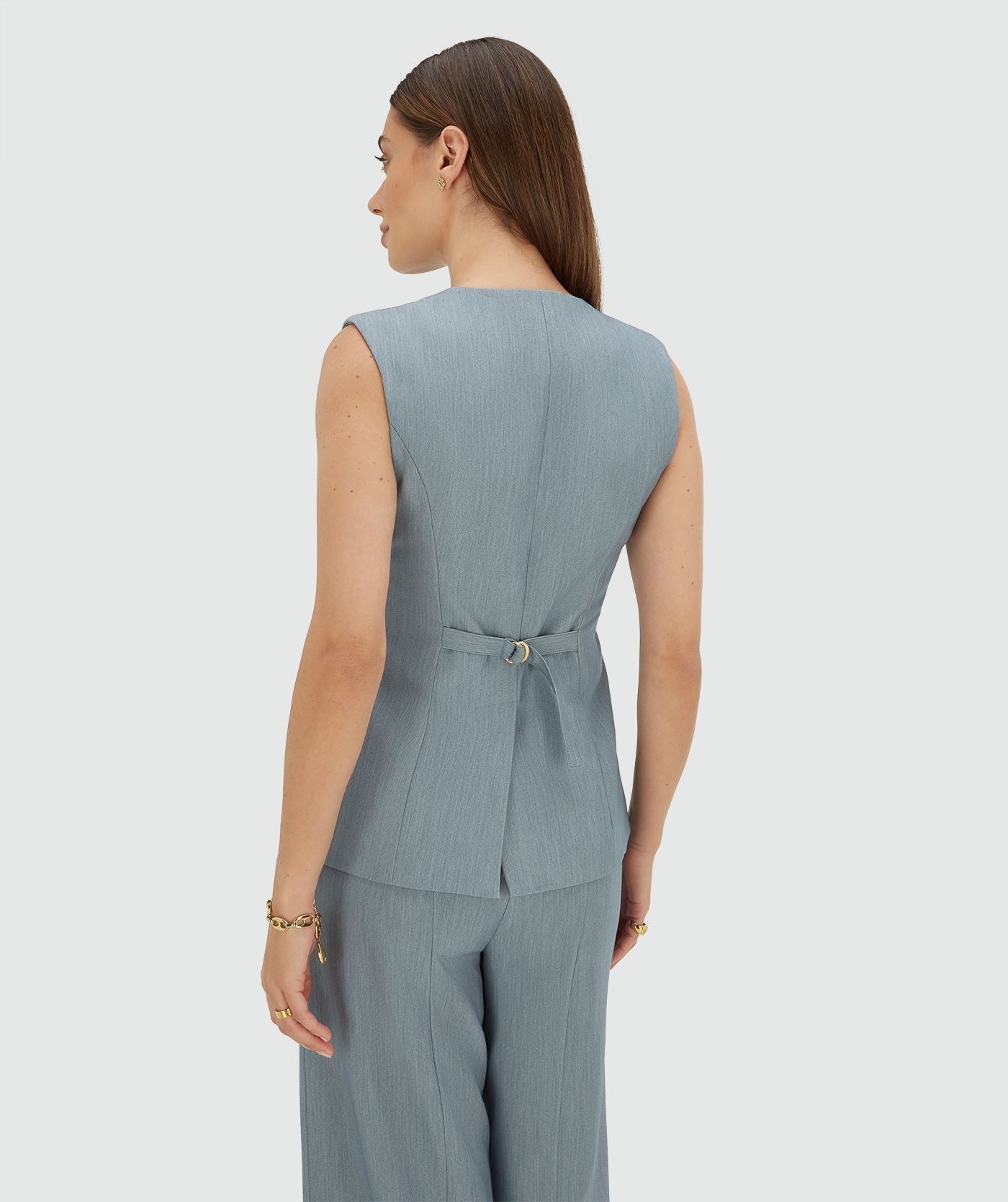 REIGN fitted gilet - sky blue melange