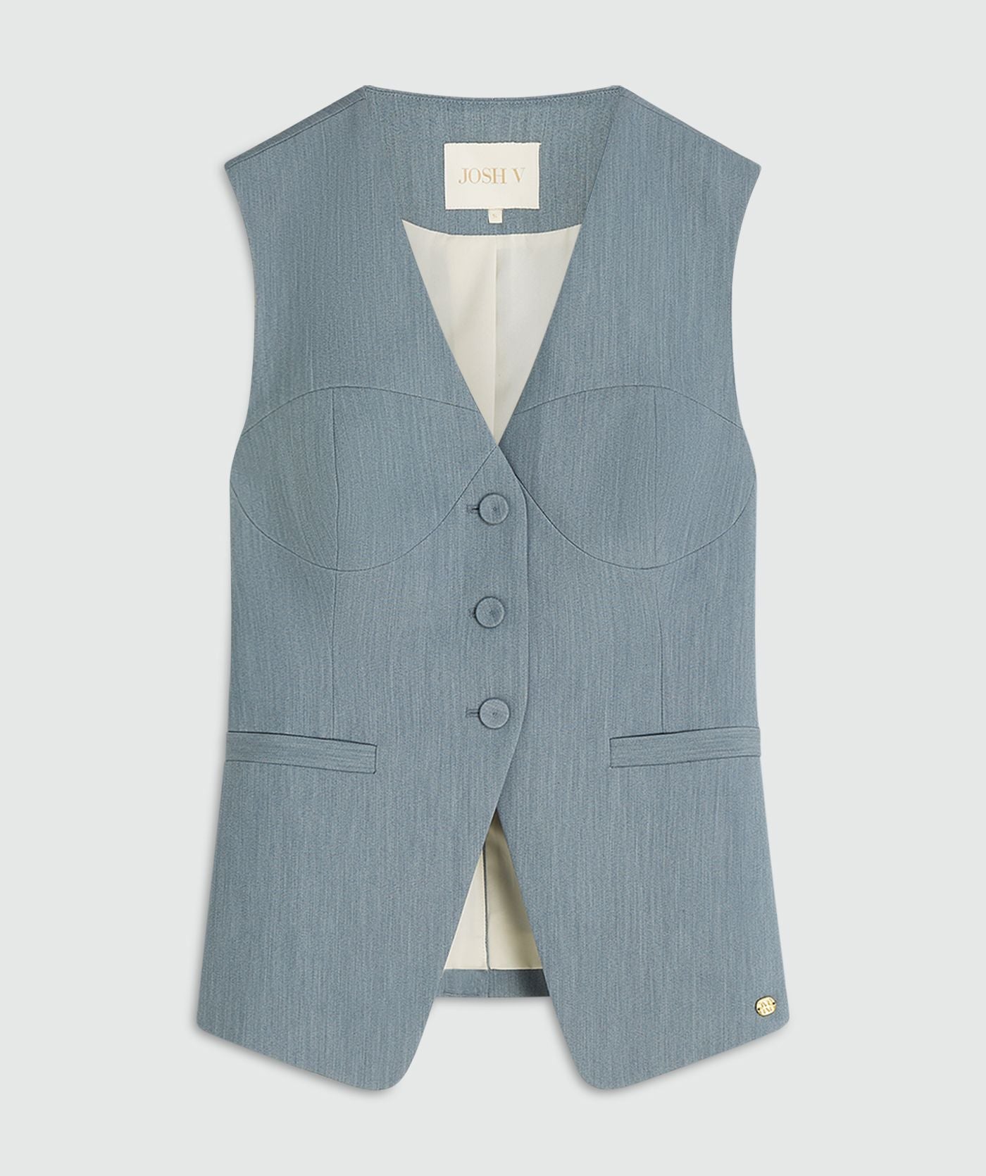 REIGN fitted gilet - sky blue melange