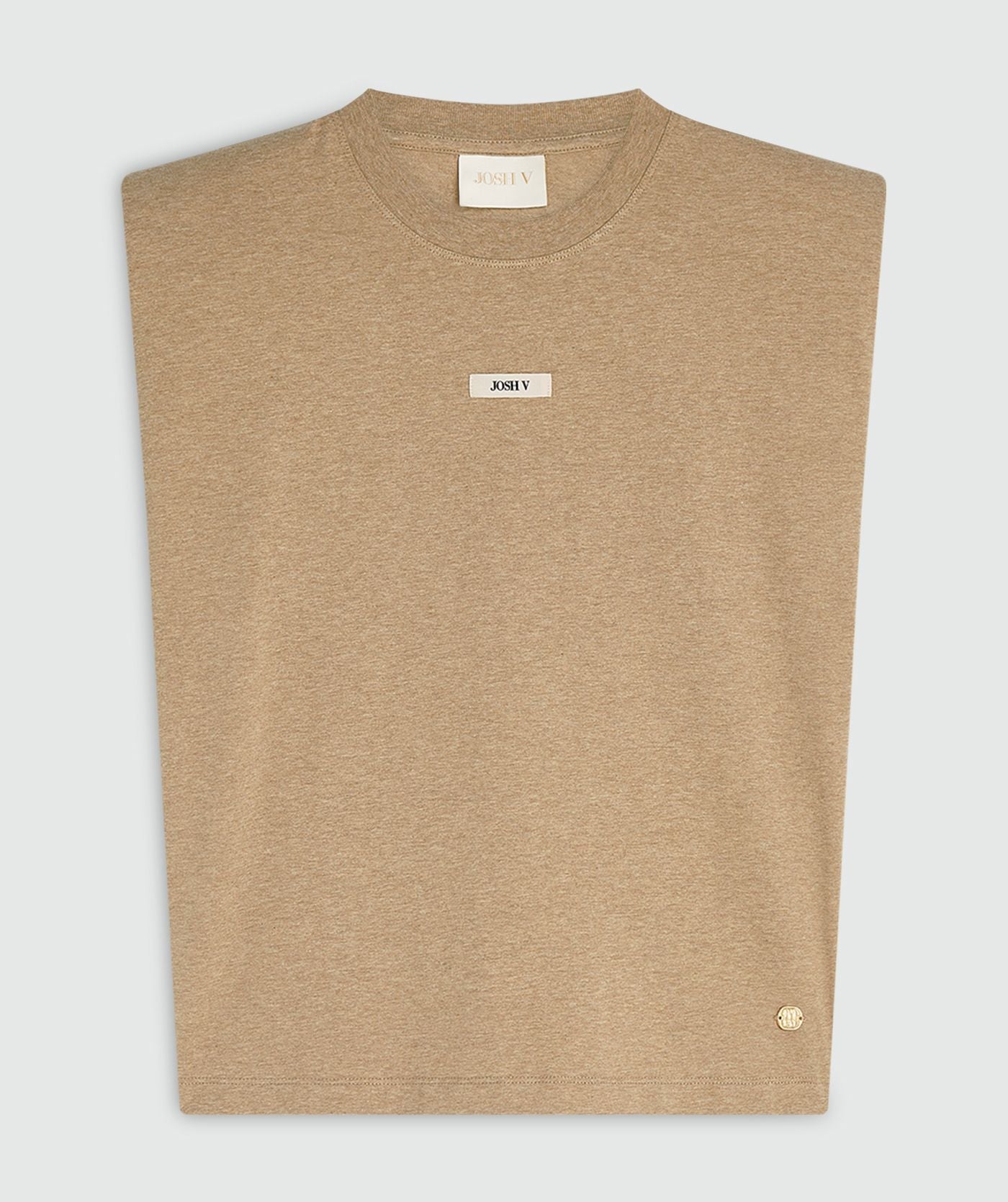 SUE regular fit T-shirt met schoudervulling - light khaki melange