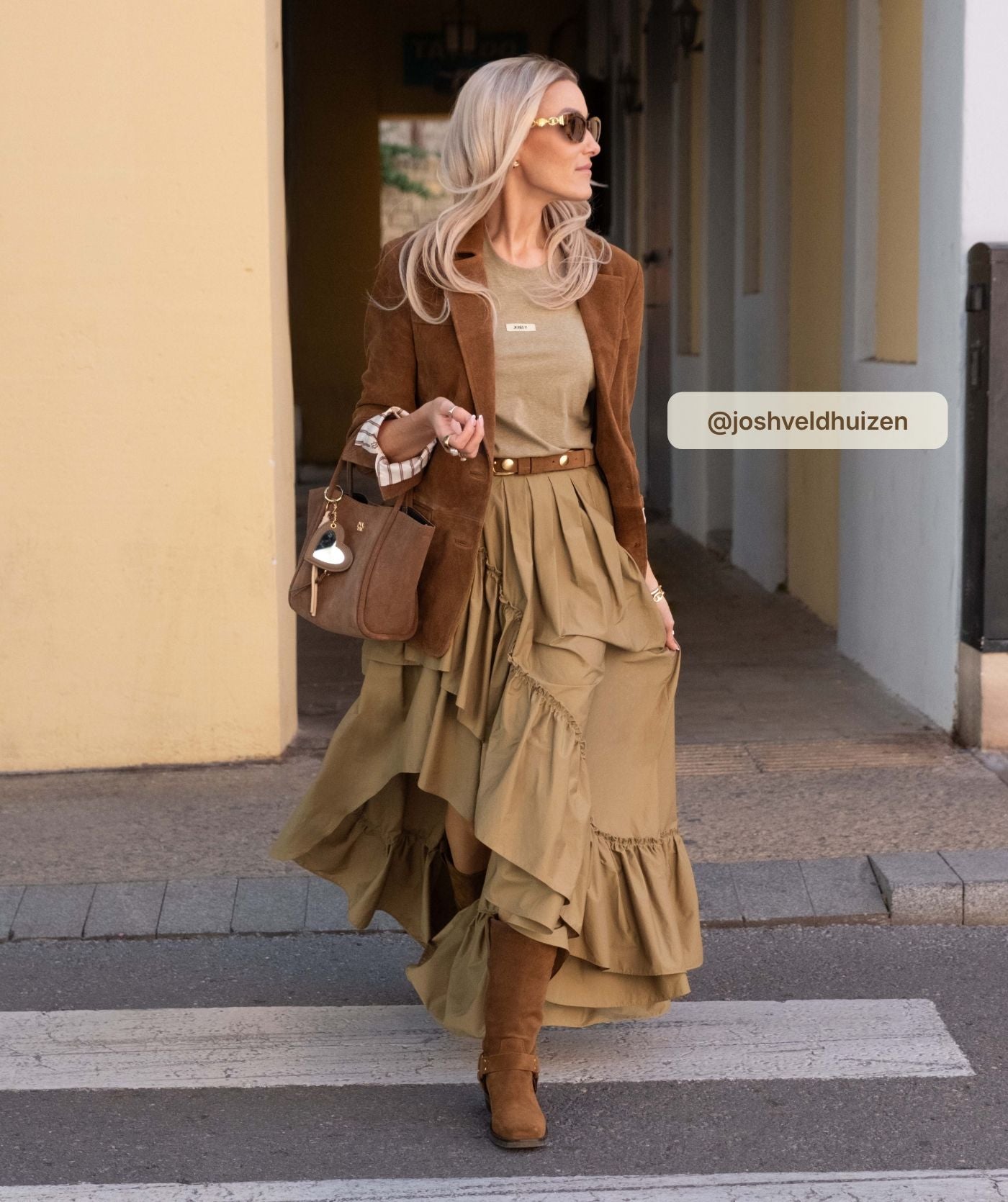 TARRANT high waisted maxi rok - light khaki