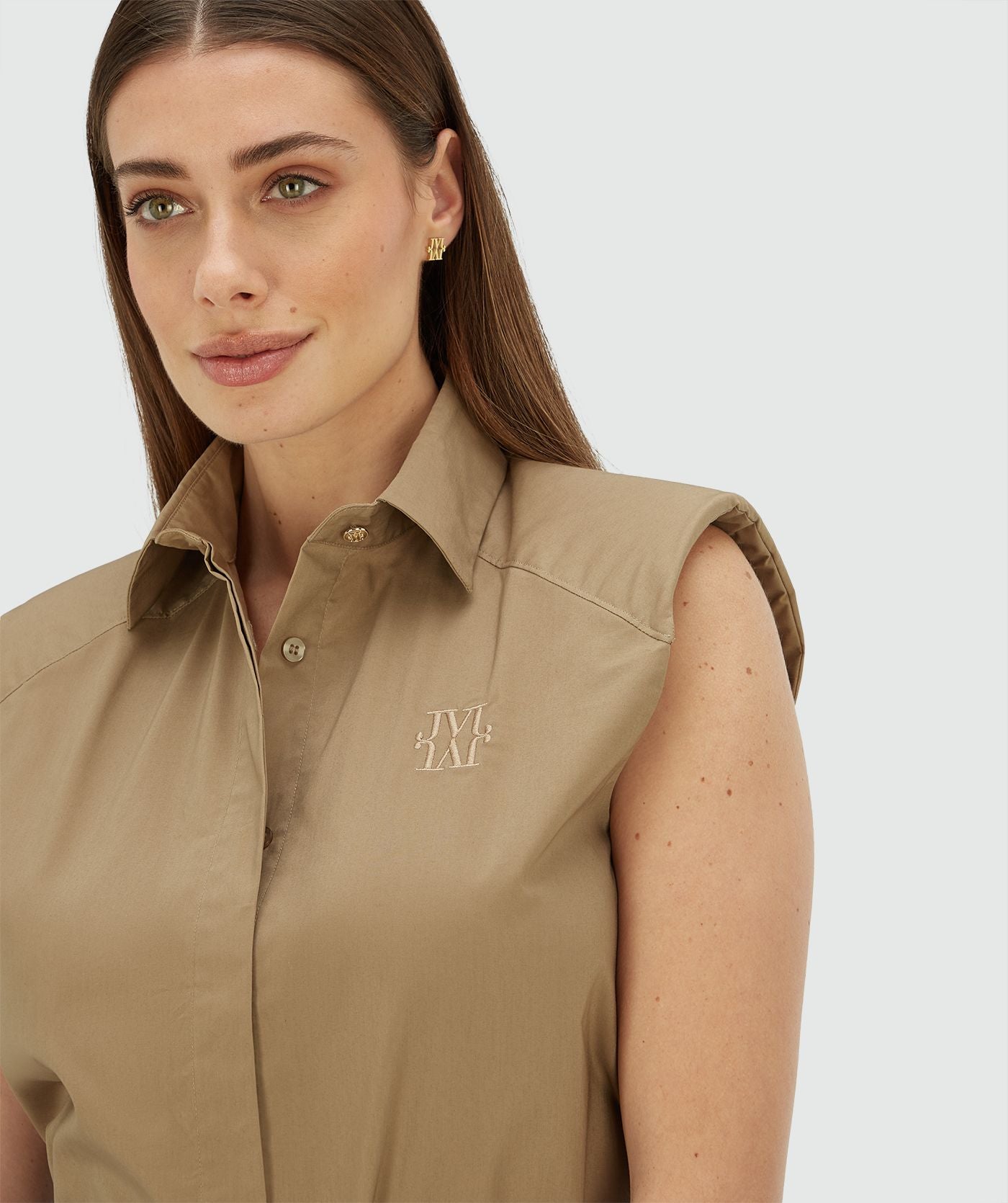 SUSIE straight fit blouse - light khaki