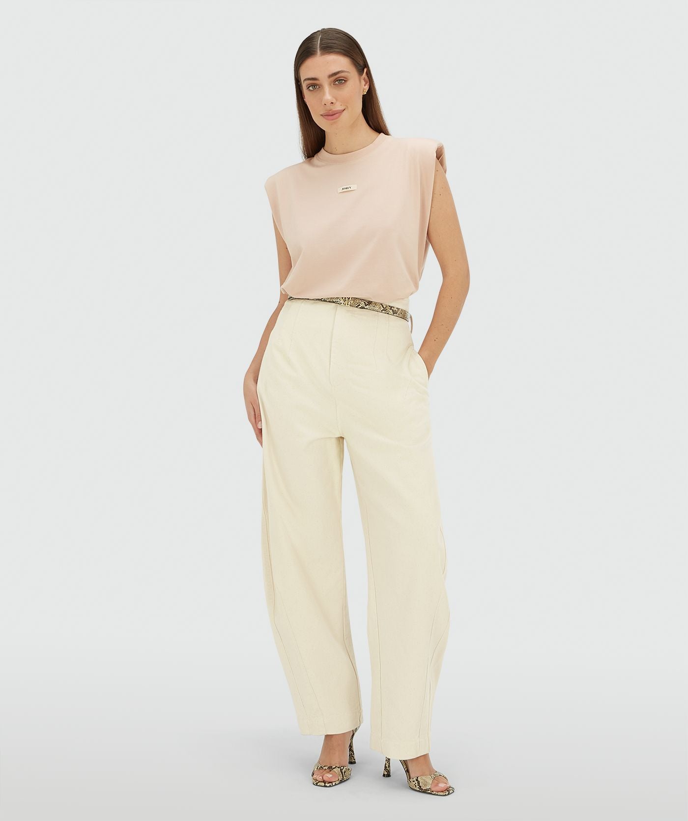 SUE regular fit T-shirt met schoudervulling - dusty pink