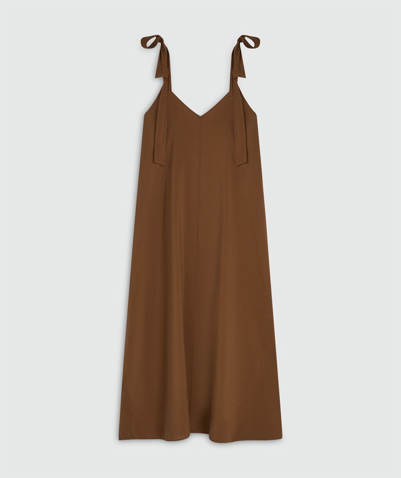 CLARA maxi jurk met striksluiting - brown