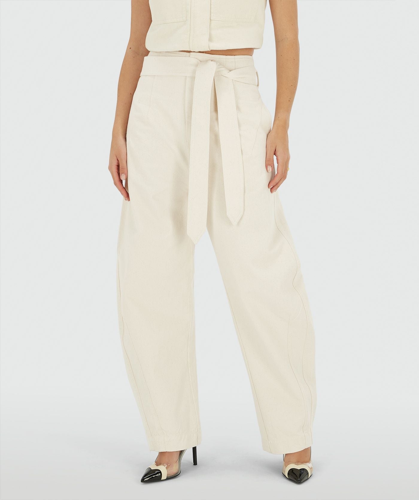 KIAN high waisted balloon fit broek - ecru