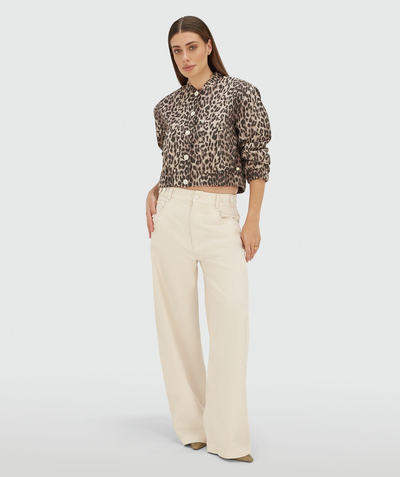 NADINE bomber jacket met leopard print - leopard brown