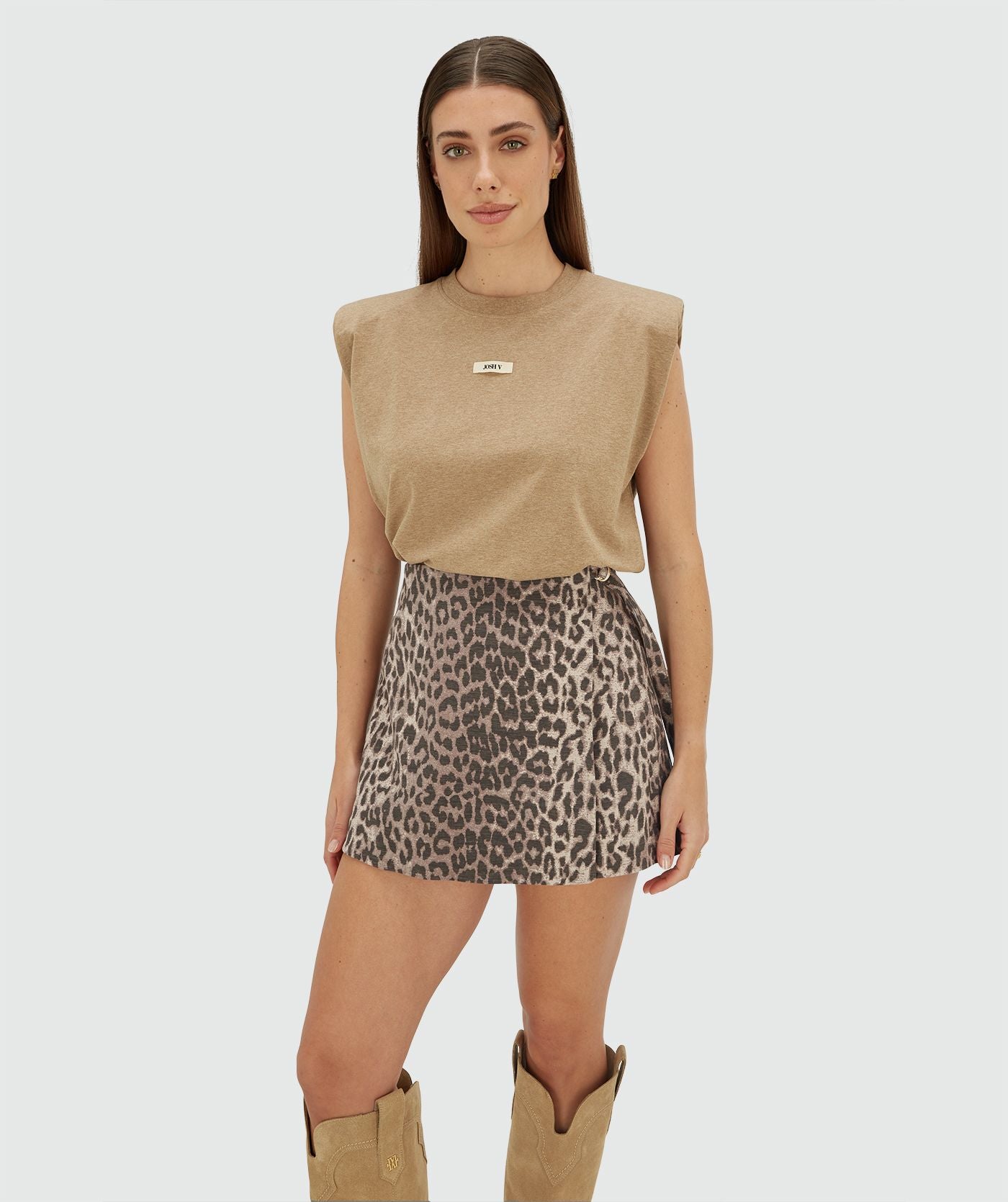 MAVEN regular fit skort met leopard print - leopard brown