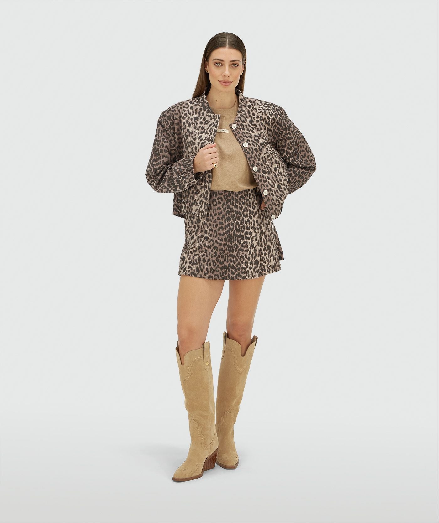 MAVEN regular fit skort met leopard print - leopard brown