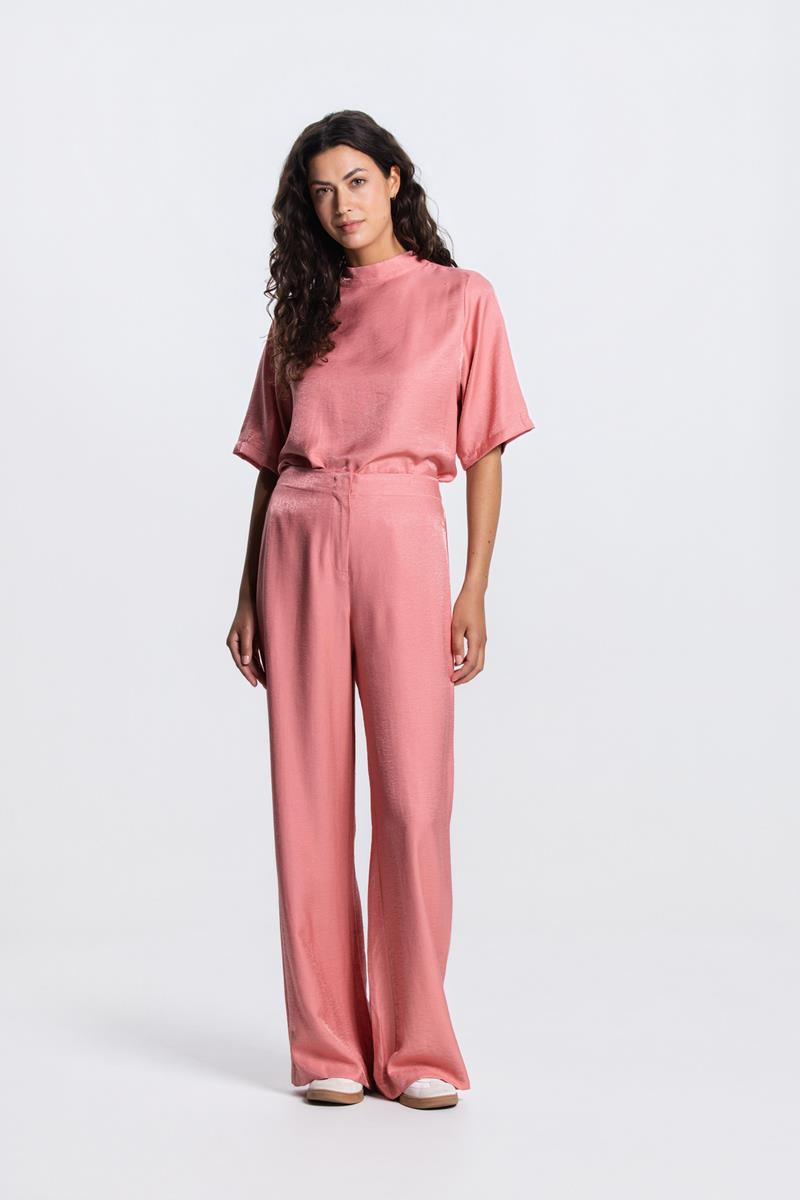 ORELIE GLANZENDE PANTALON IN BLUSH