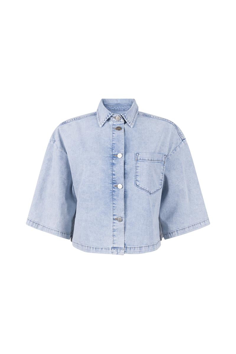 MABEL DENIM BLOUSE IN LICHTBLAUW