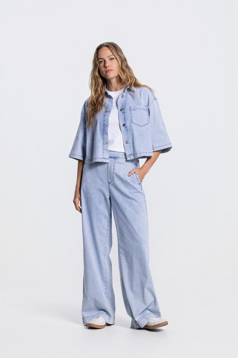 SAAR WIDE LEG BROEK IN LICHTBLAUW