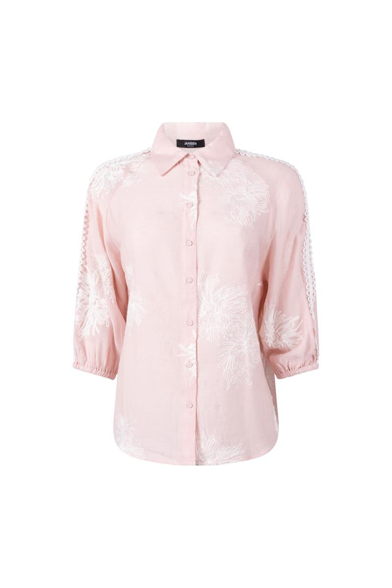 RAELLA BLOUSE MET KANTDETAIL IN LICHT ROZE