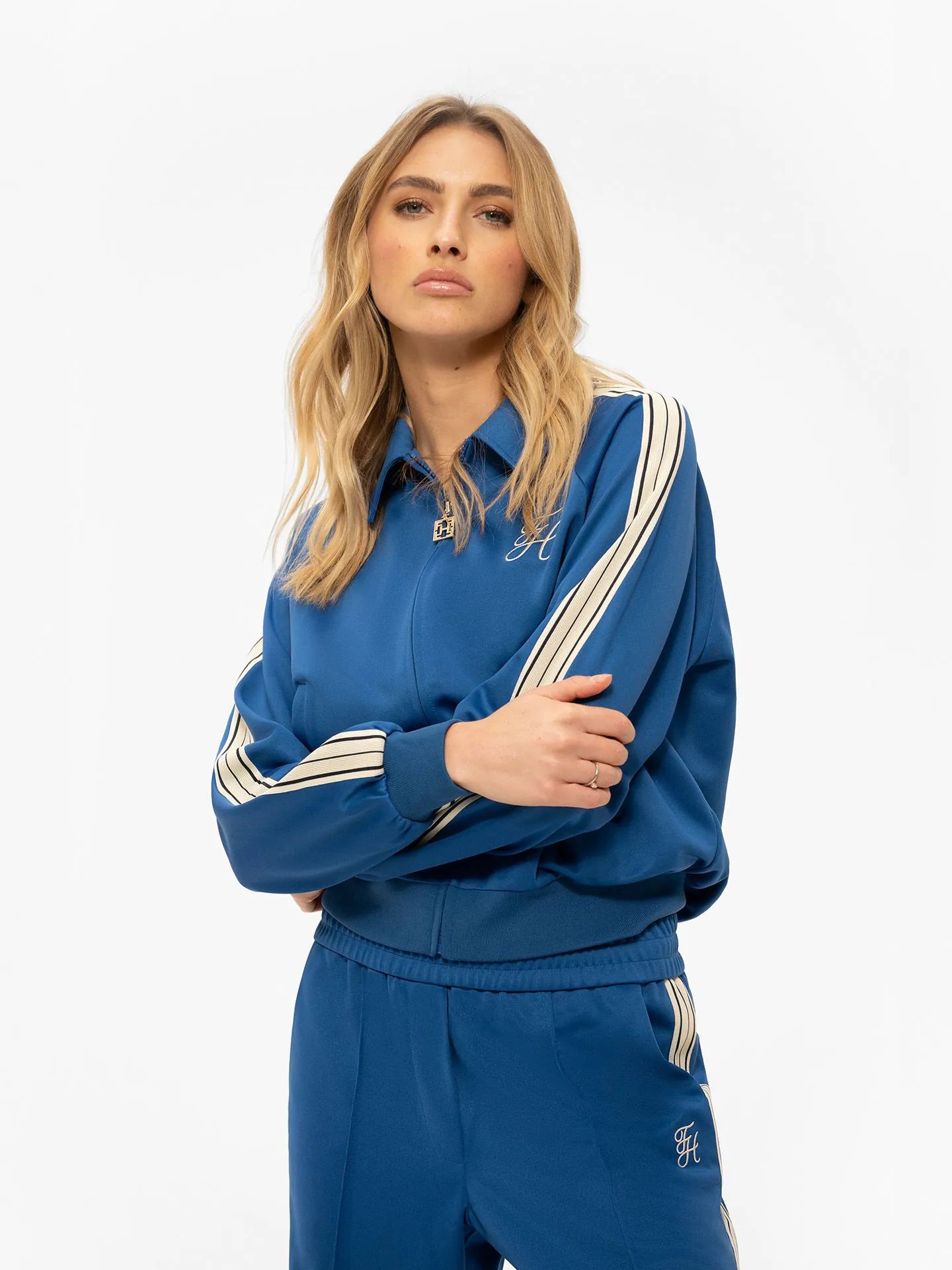 Track jacket met gestreepte biezen