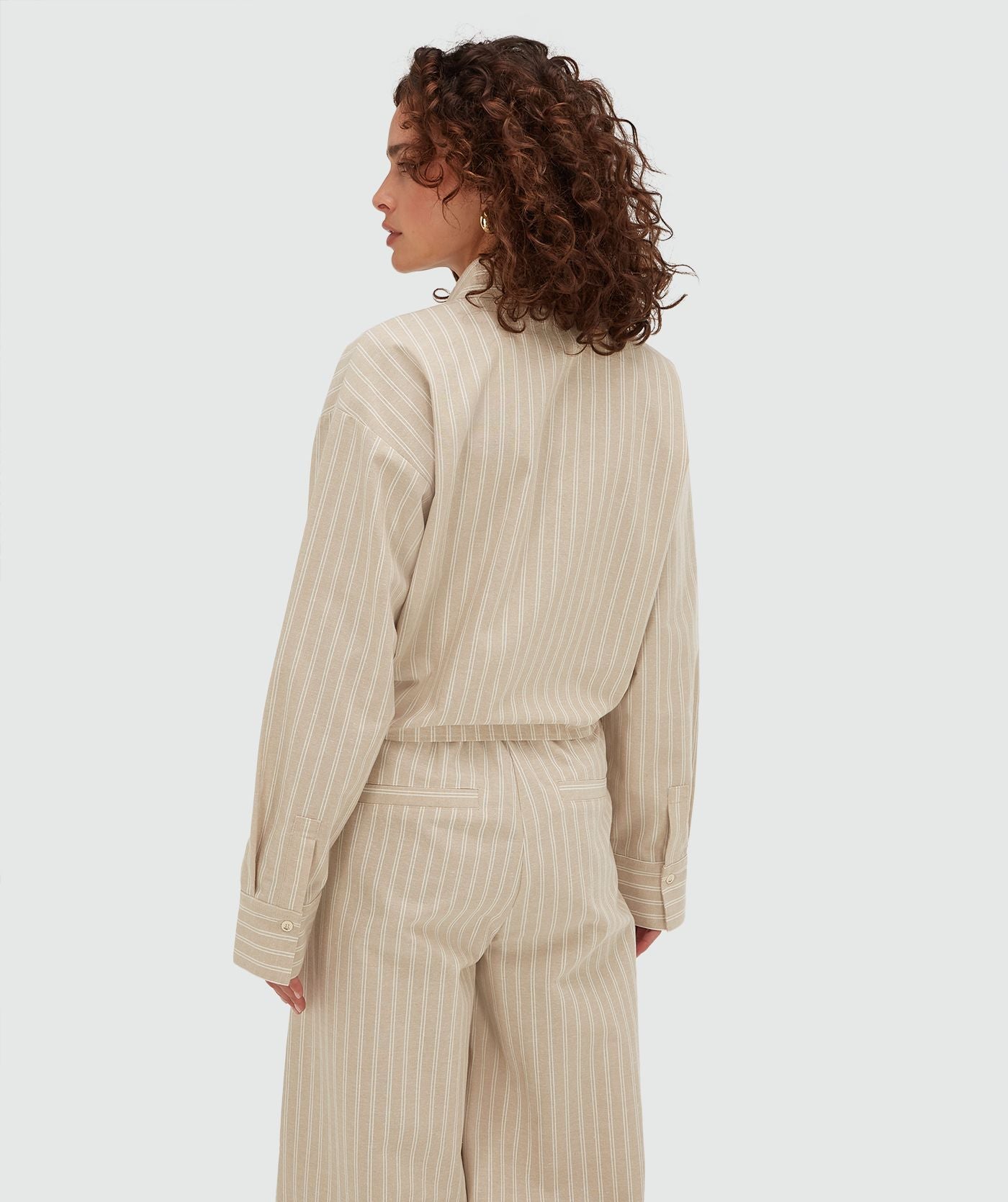 BANKS relaxed cropped blouse met strepen - stone stripe