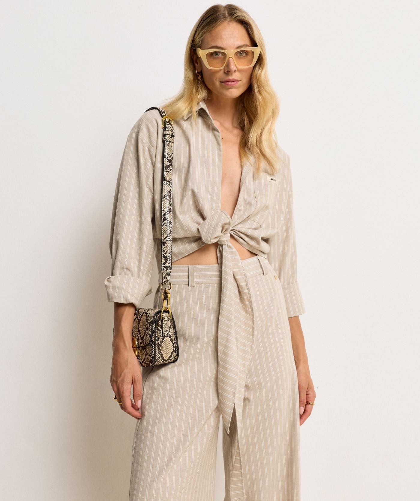 BANKS relaxed cropped blouse met strepen - stone stripe