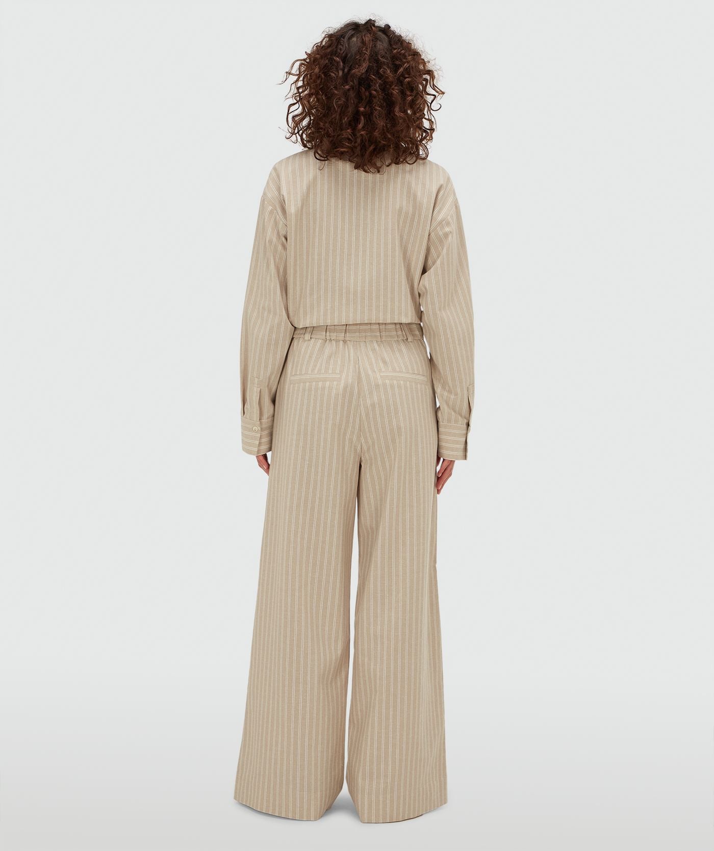 ODESSA mid rise wide leg pantalon met strepen - stone stripe