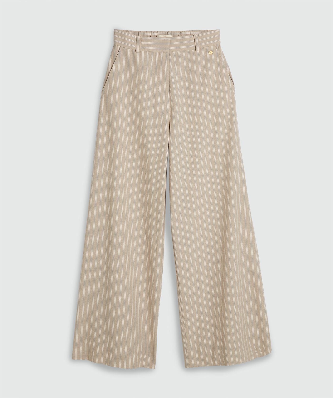 ODESSA mid rise wide leg pantalon met strepen - stone stripe