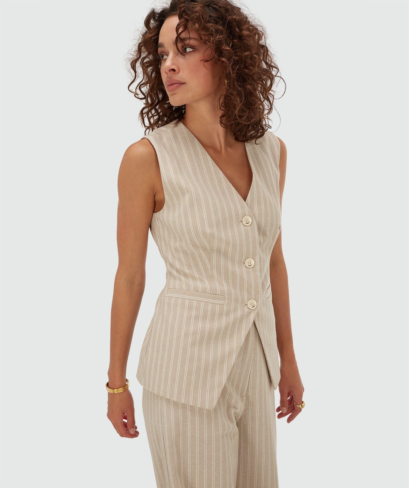 INEZ gilet met strepen - stone stripe