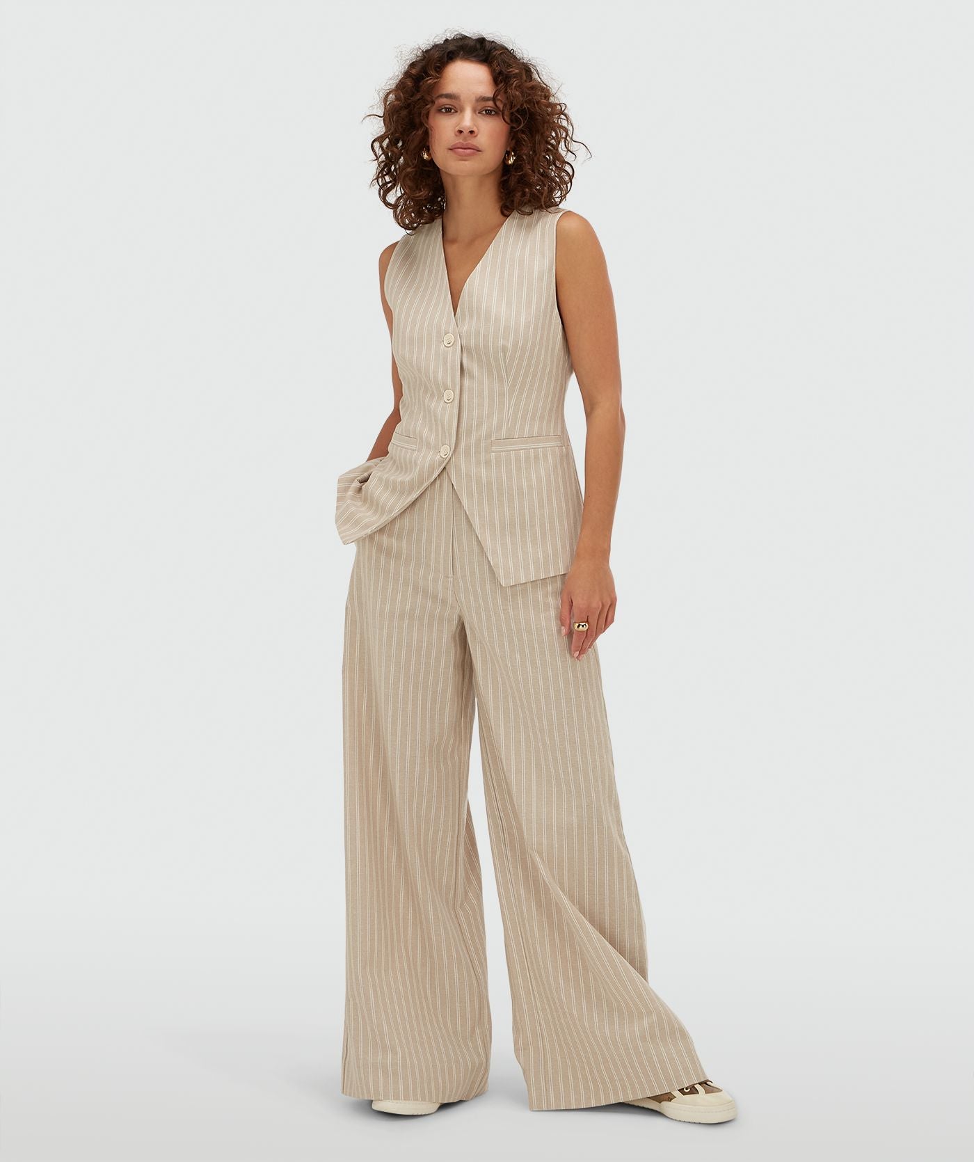 INEZ gilet met strepen - stone stripe