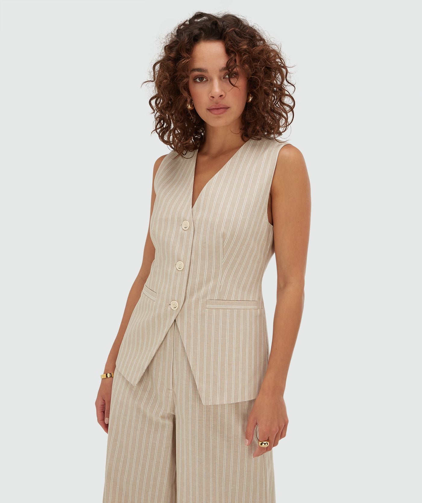 INEZ gilet met strepen - stone stripe