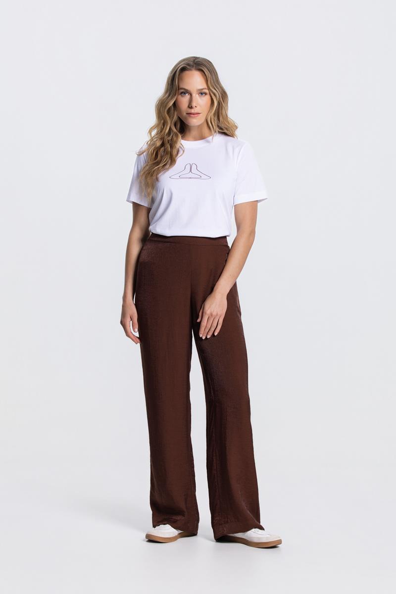PIPPA WIDE LEG PANTALON IN BRUIN