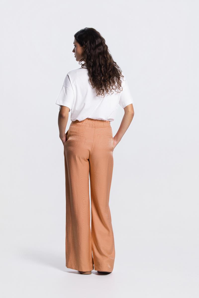 PAM WIDE LEG PANTALON IN DONKER PERZIK
