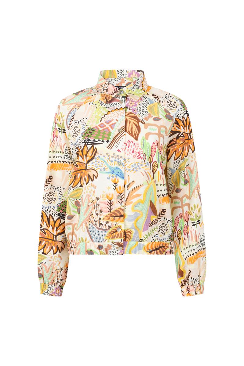 VANNA BLOUSE MET ELASTISCHE BOORDEN IN MULTICOLOR