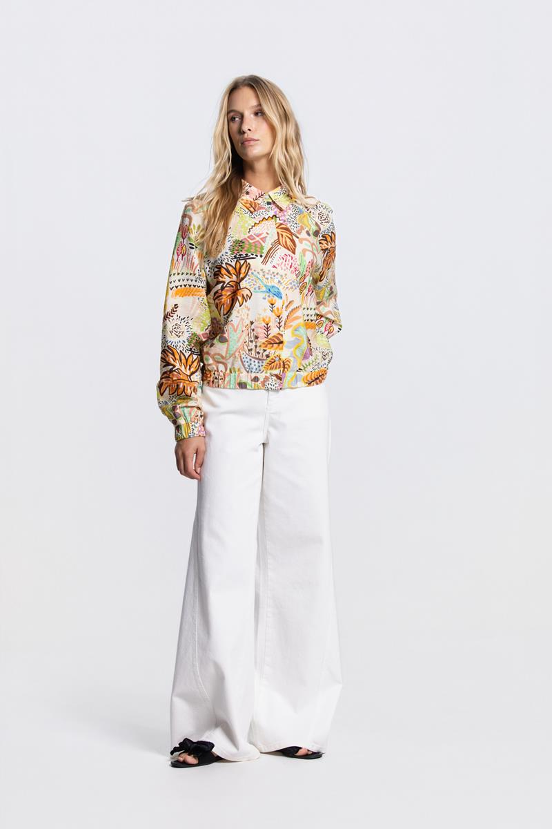 VANNA BLOUSE MET ELASTISCHE BOORDEN IN MULTICOLOR