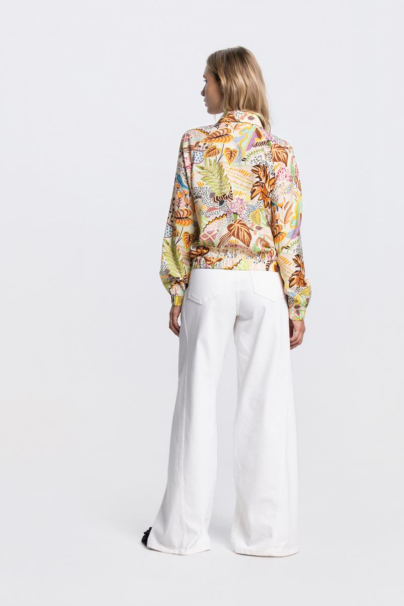 VANNA BLOUSE MET ELASTISCHE BOORDEN IN MULTICOLOR