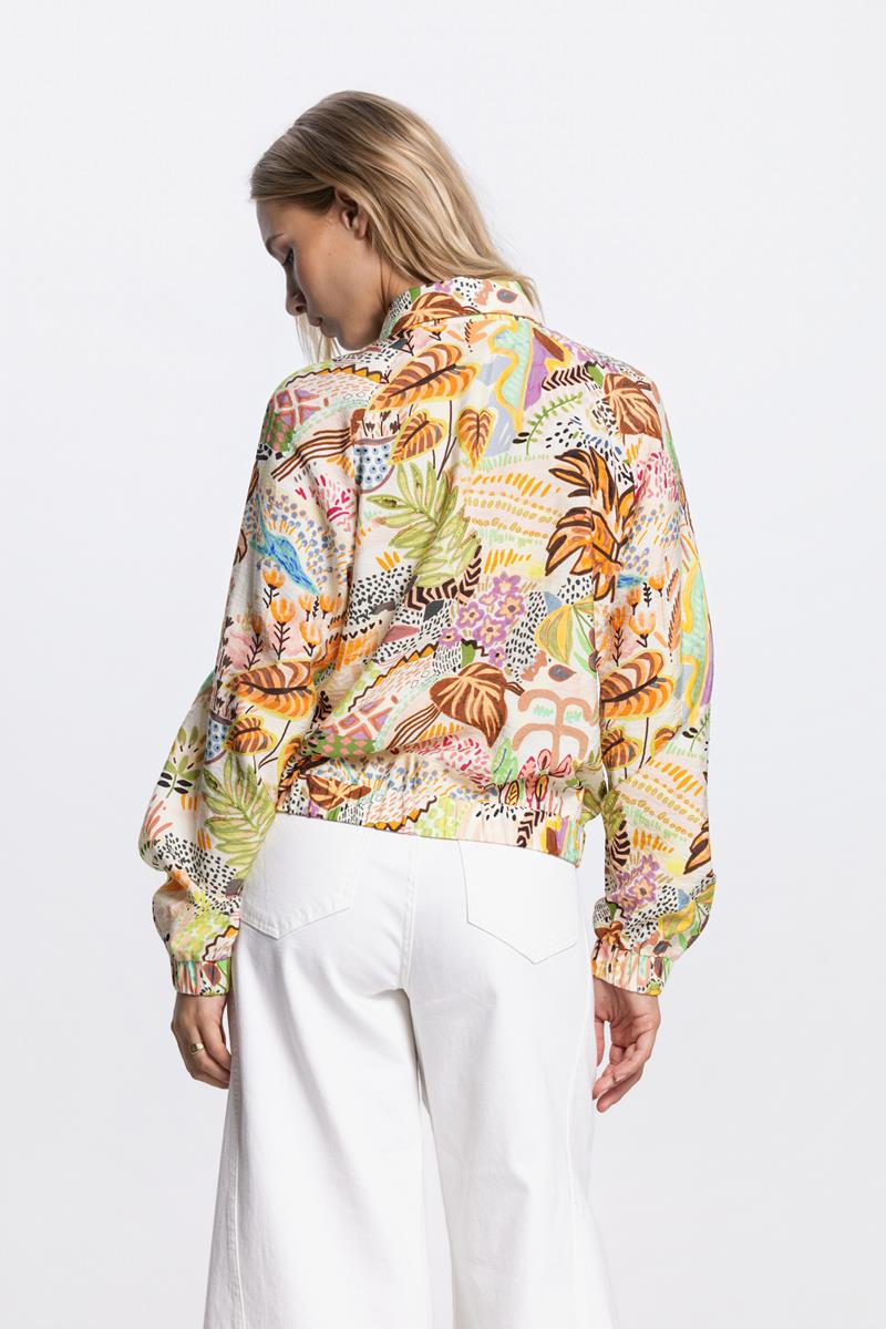 VANNA BLOUSE MET ELASTISCHE BOORDEN IN MULTICOLOR