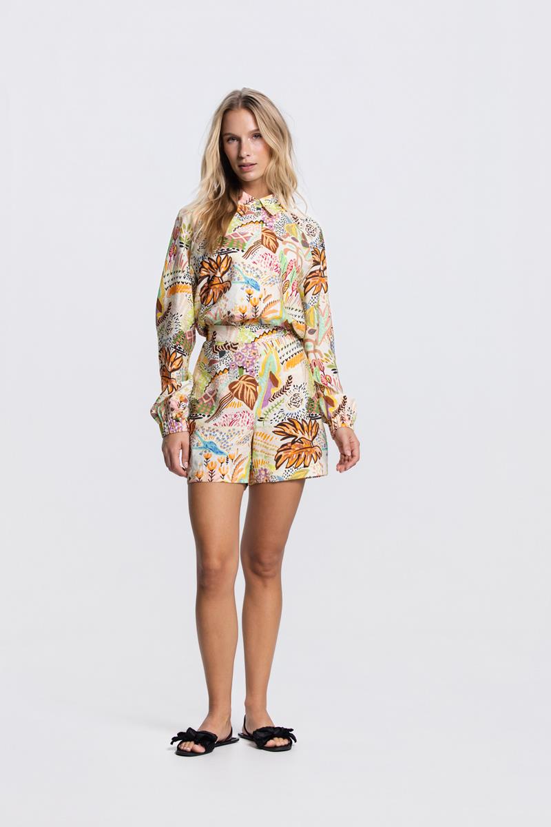 VANNA BLOUSE MET ELASTISCHE BOORDEN IN MULTICOLOR
