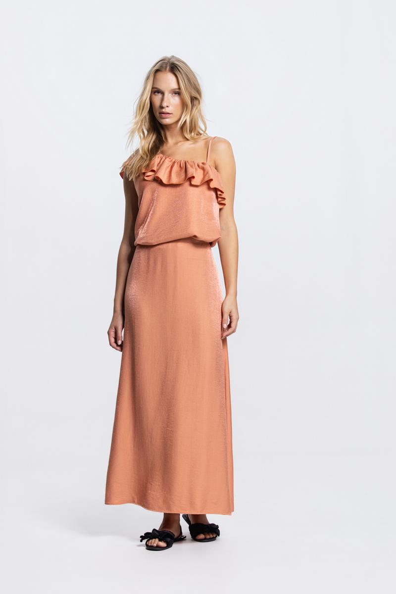 VIE ONE SHOULDER TOP IN DONKER PERZIK