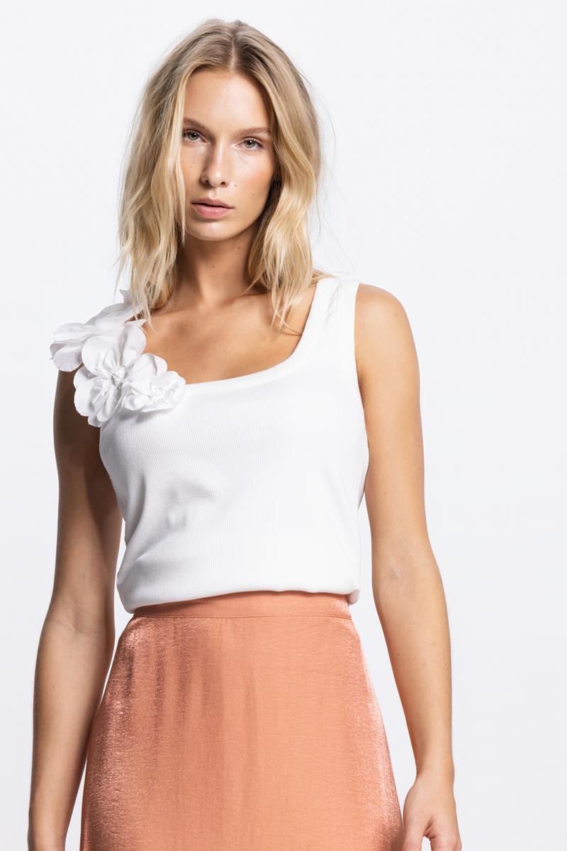 RHODE TOP MET BLOEMDETAIL IN WIT