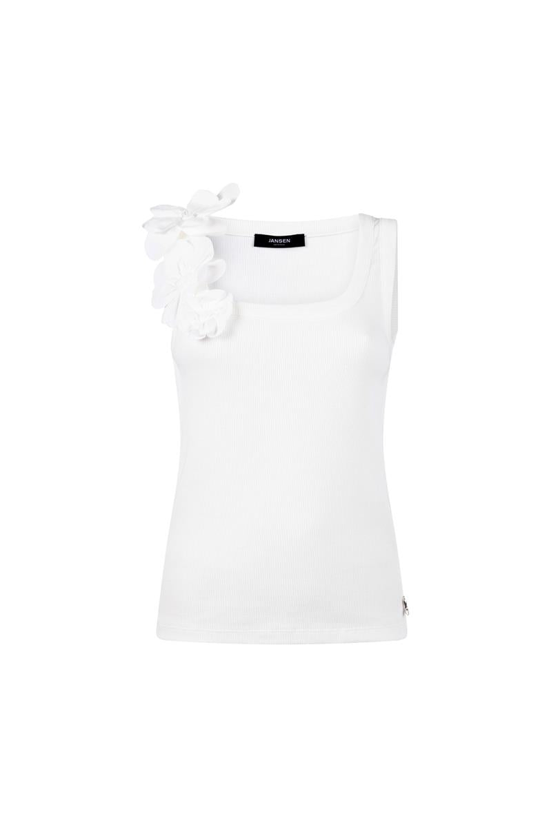 RHODE TOP MET BLOEMDETAIL IN WIT