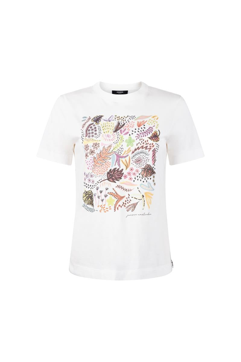 VALESKA PRINT T-SHIRT IN WIT