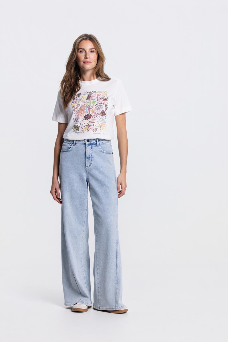 VALESKA PRINT T-SHIRT IN WIT