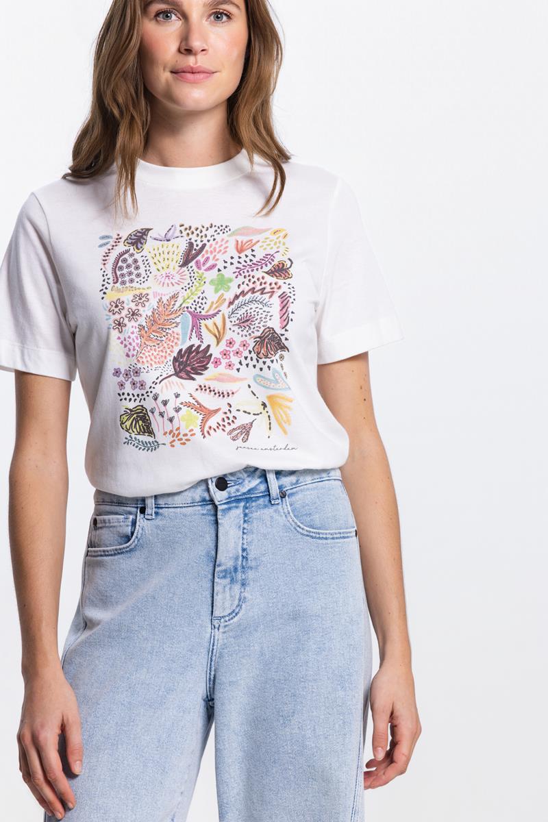 VALESKA PRINT T-SHIRT IN WIT